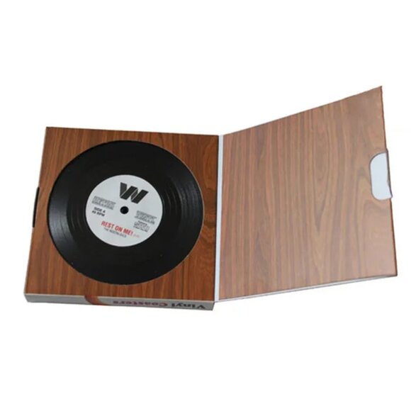 6 Piece Set Retro CD Shape Non-Slip Coasters - Picture 5 of 6